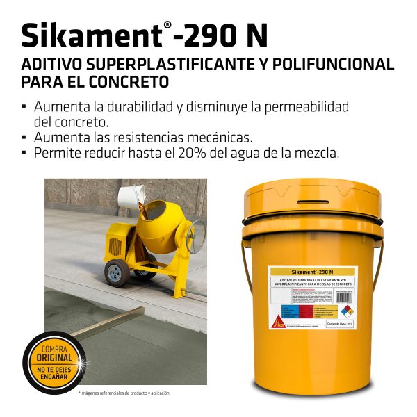 ADITIVO POLIFUNCIOMADITIVO POLIFUNCIONAL E IMPERMEABILIZANTE SIKAMENT-290N 20L - Imagen 4